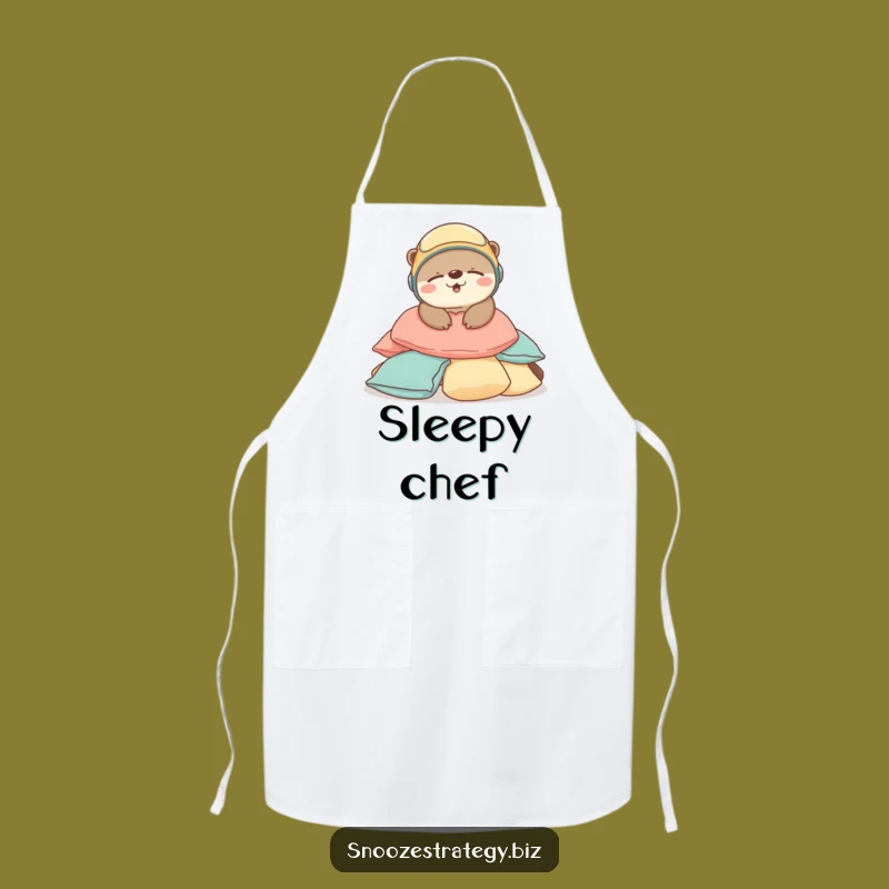 Funny Otter Sleep Apron: Adorable Helmeted Character for Relaxed Cooking