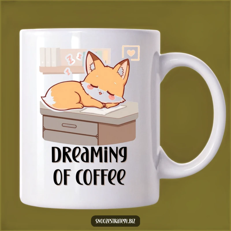 Funny Fox Desk Mug: Sleepy Dreamer Character Gift for Relaxed Mornings