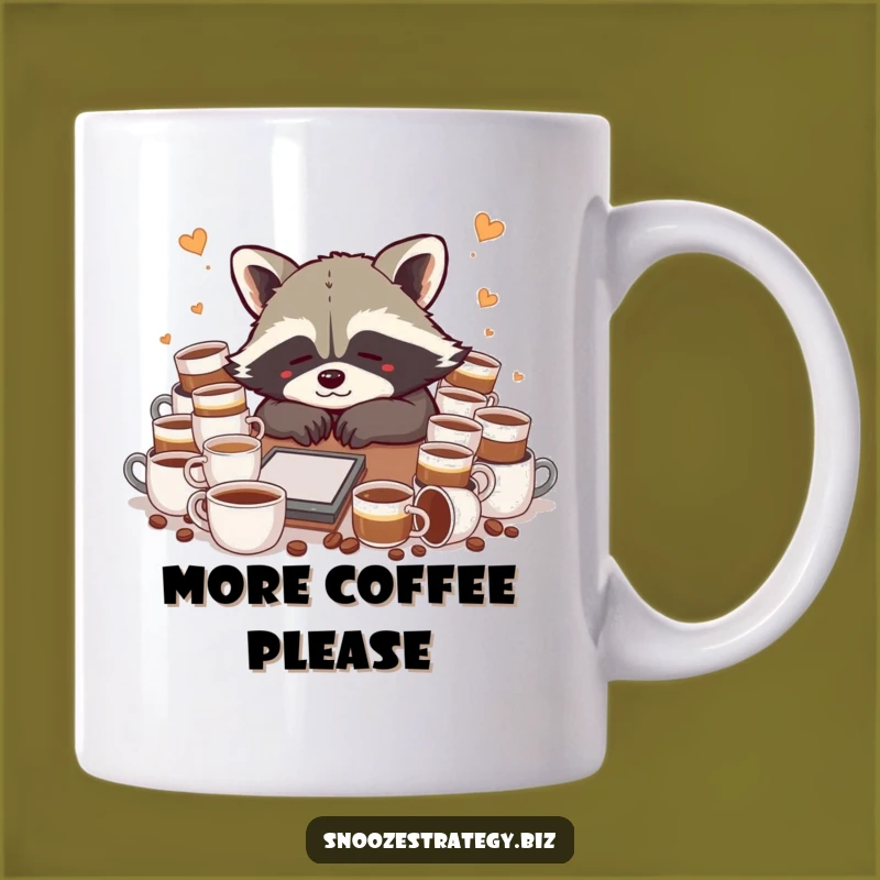 Funny Raccoon Coffee Overload Mug: Relatable Tiredness Gift