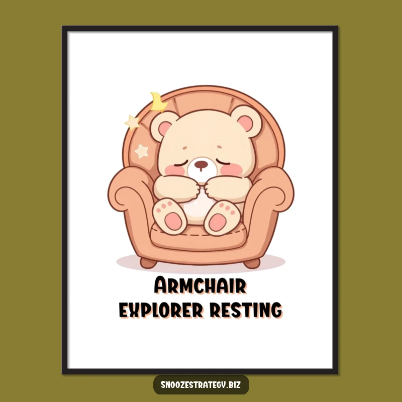 Funny Bear Cub Armchair Digital Print: Instant Downloadable Cozy Art Gift