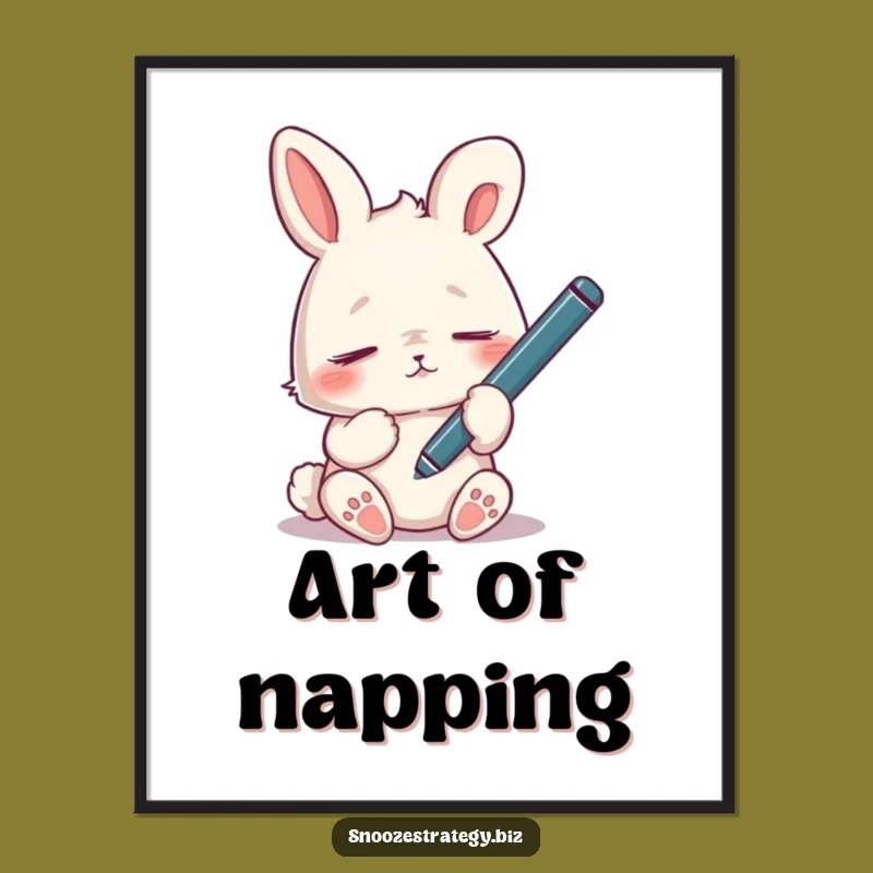 Funny Tired Rabbit Digital Art: Instant Snoozy Decor