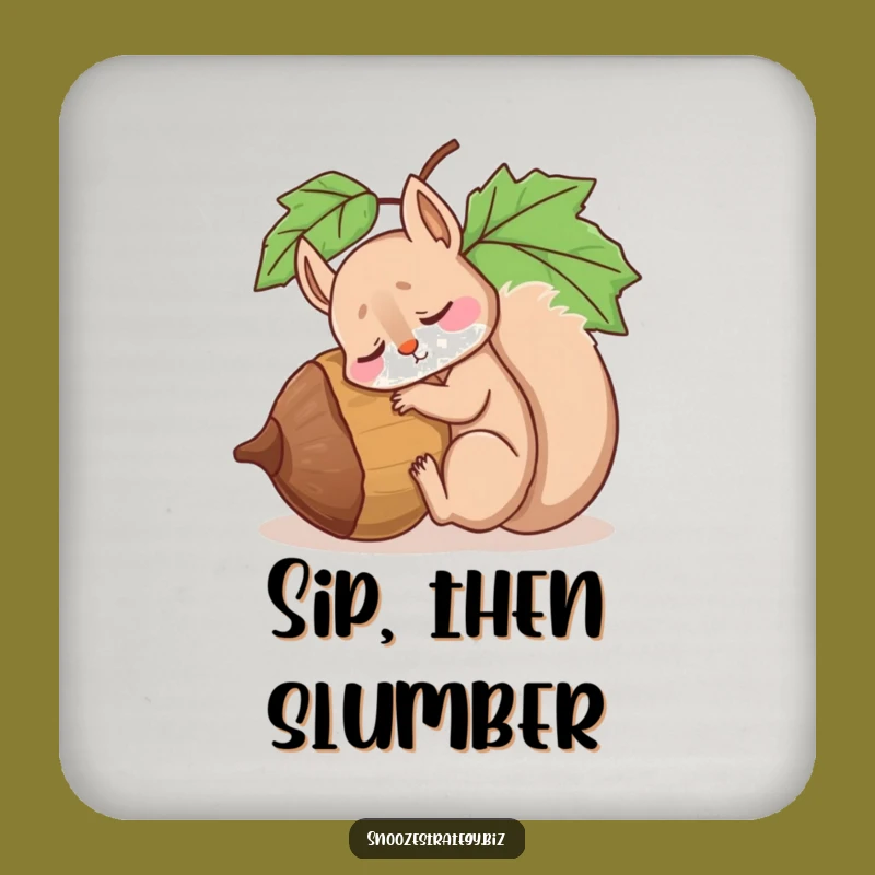 Funny Squirrel Acorn Coaster Set: Protect Surfaces with Sleepy, Hilarious Style Gift