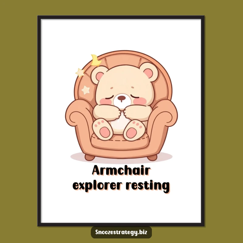 Funny Bear Cub Armchair Poster: Hilarious Wall Art for Cozy Decor Gift