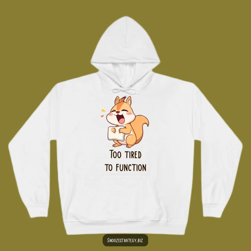 Funny Yawning Squirrel Hoodie: Cozy Sleepy Character Pillow Gift for Chilly Days