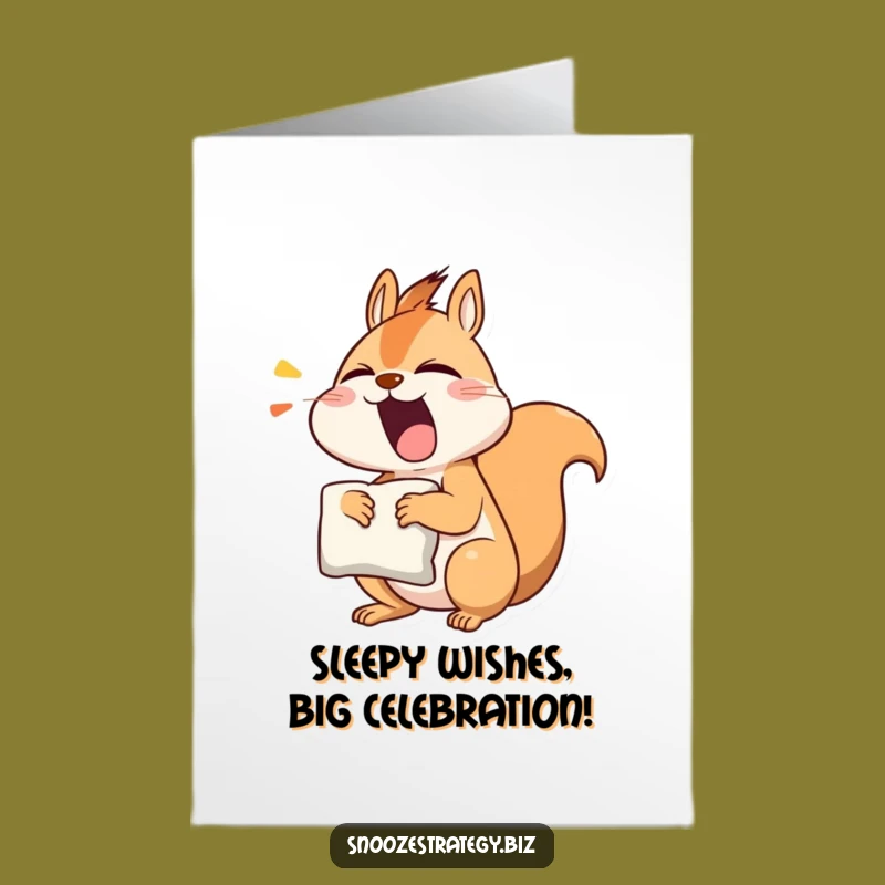 Free Printable Birthday Card: Funny Yawning Squirrel DIY Gift for a Sleepy Friend