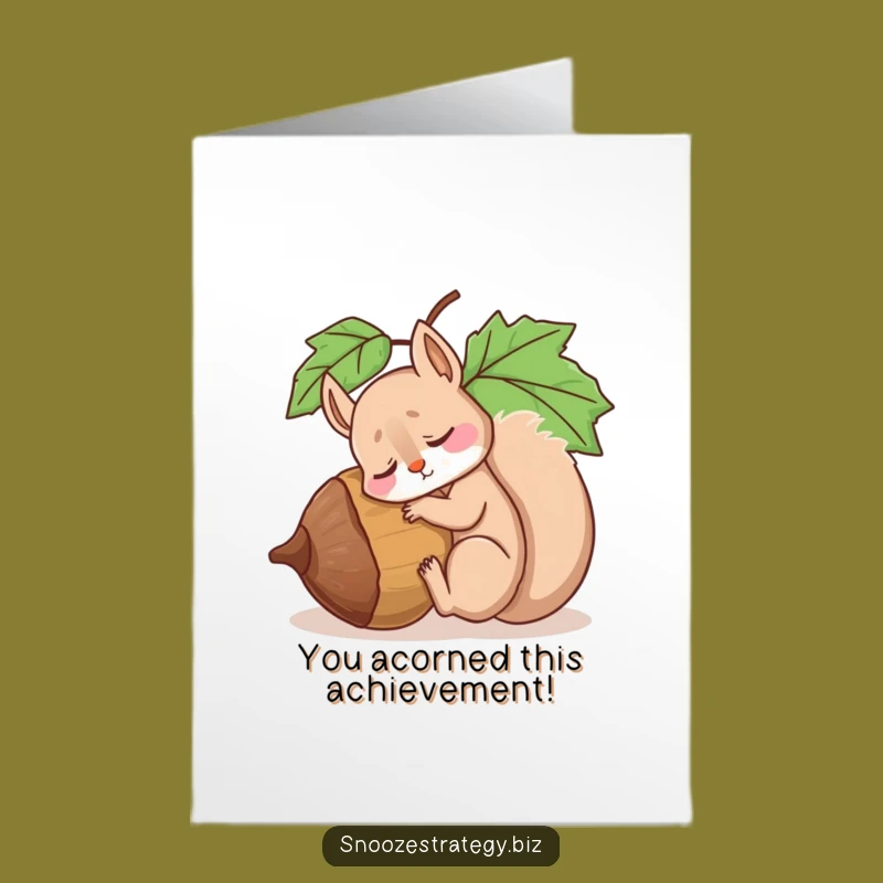 Free Printable Congrats Card: Funny Tired Squirrel, Acorn Slumber, Downloadable Gift