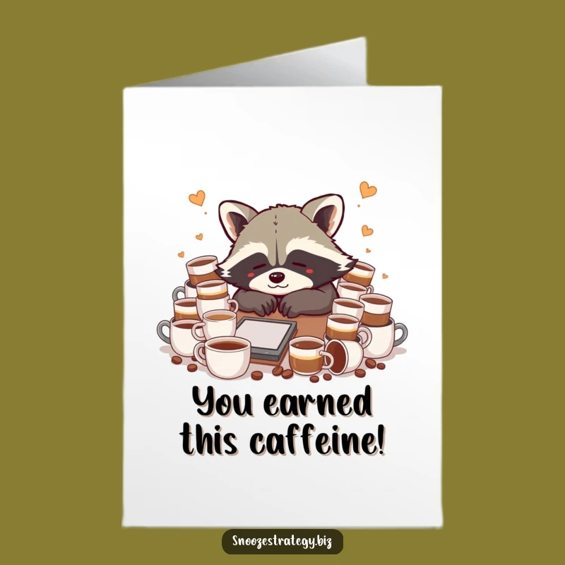 Caffeinated Raccoon Free Printable Congrats Card - Funny Downloadable Cheer