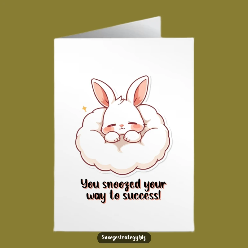 Free Printable Congrats Card: Funny Sleepy Rabbit, Cozy Nap, Downloadable Gift