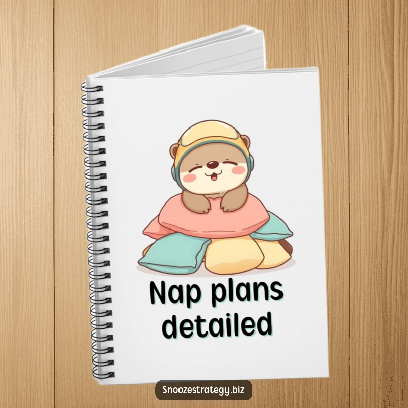 Funny Otter Sleep Notebook: An adorable otter wearing a tiny helmet sleeps soundly, ideal for jotting down peaceful notes and dreams.