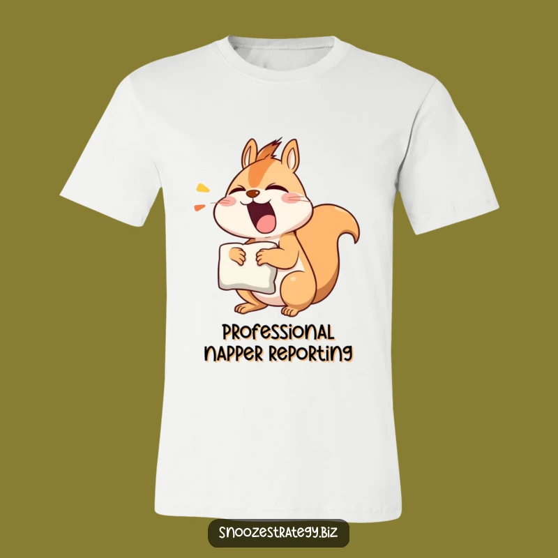 Funny Yawning Squirrel T-Shirt: Comfy & Cute Sleepy Character Pillow Tee Gift