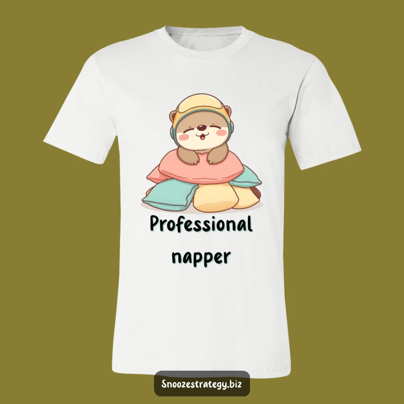 Funny Otter Sleep T-Shirt: Adorable Helmeted Character Tee for Comfort Lovers