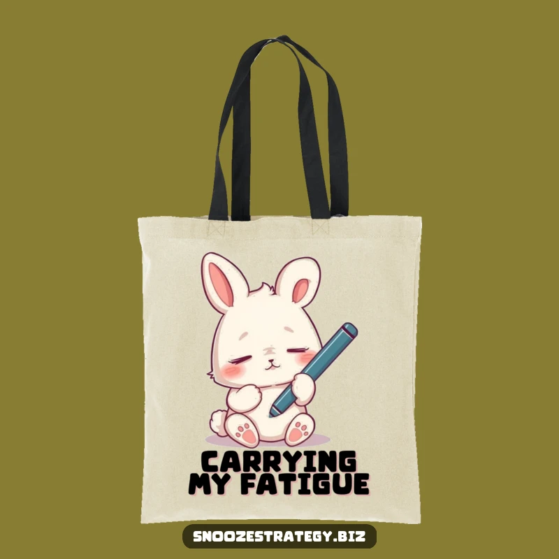 Funny Tired Rabbit Pen Tote Bag: Carry Your Fatigue